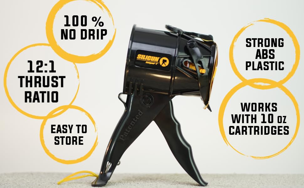 Compact No-Drip Caulking Gun for 10 oz Tubes