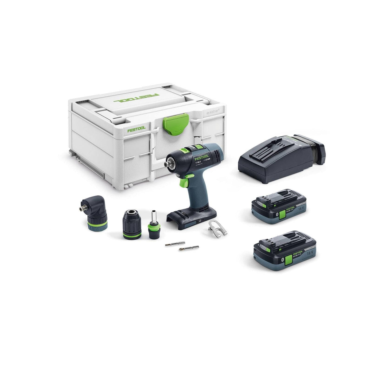 Festool 577608 Cordless Drill T18+3 HPC 18V 4.0 Ah I-Set