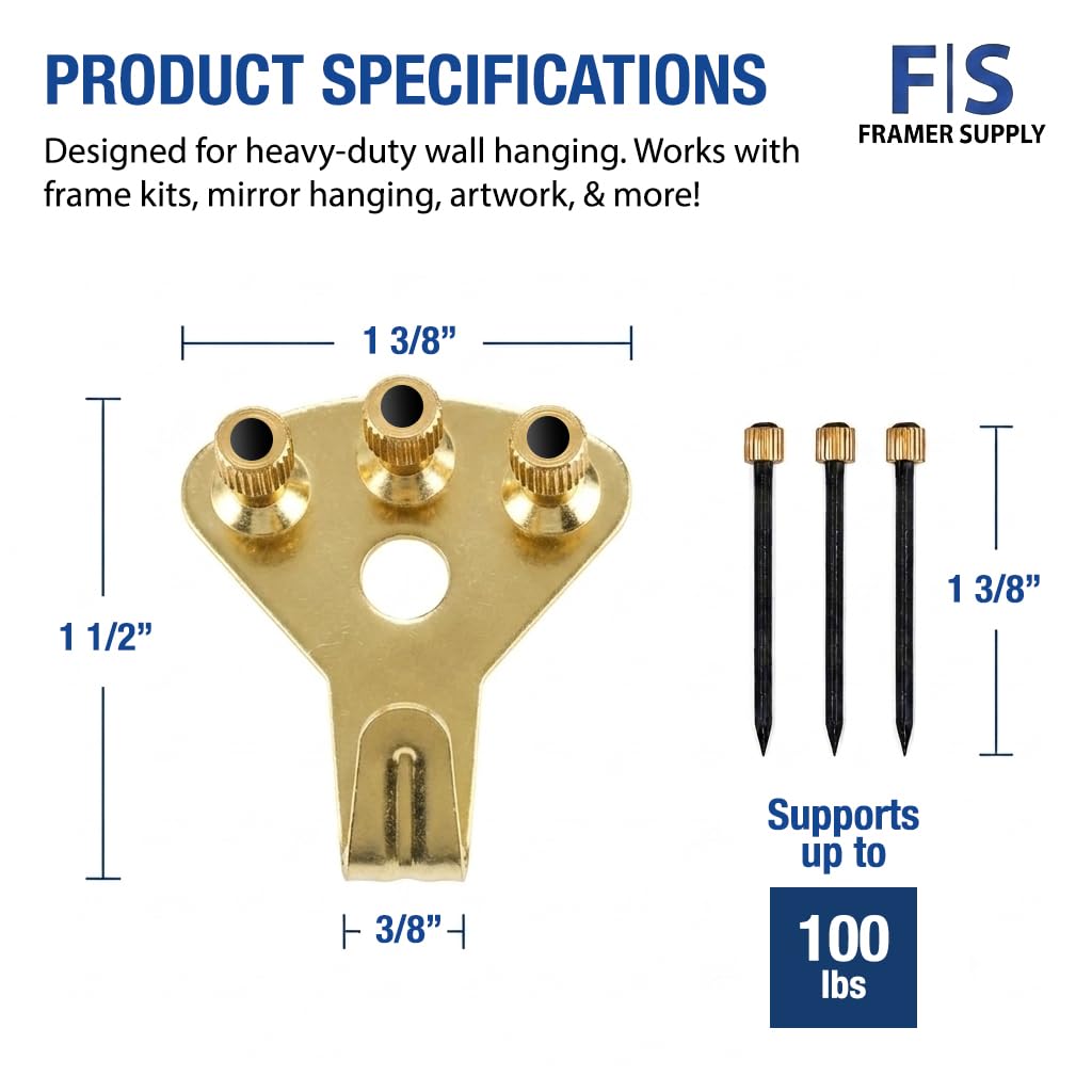 100 lb Heavy-Duty Picture Hangers with Steel Nails