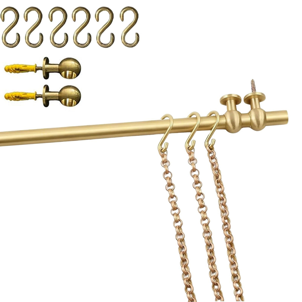 80.7" Brass Gallery Hanging Track with Chains & Hooks