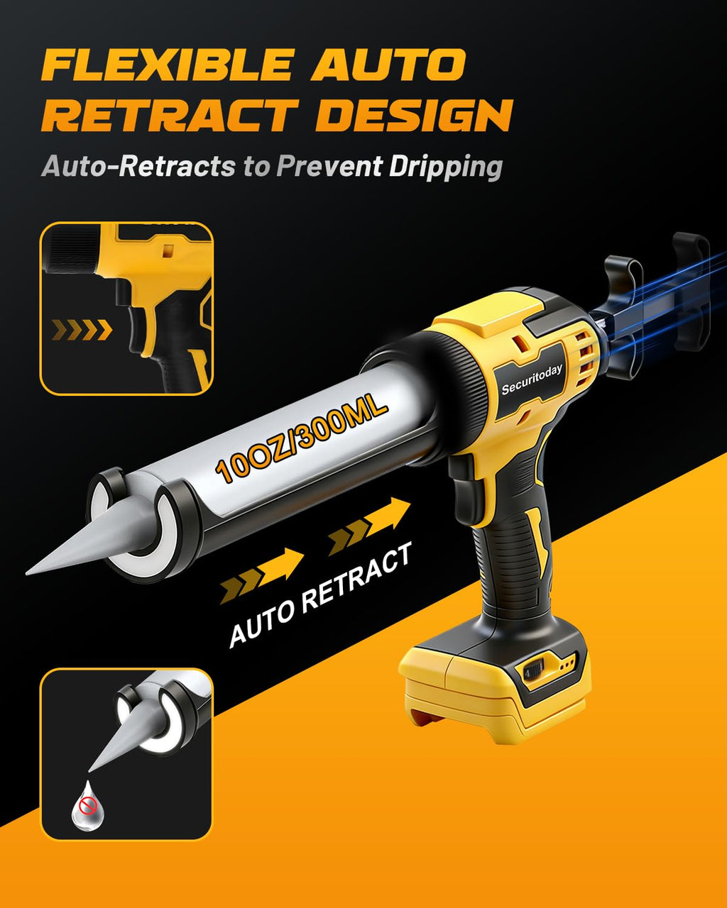 Cordless Electric Caulking Gun with LED Light