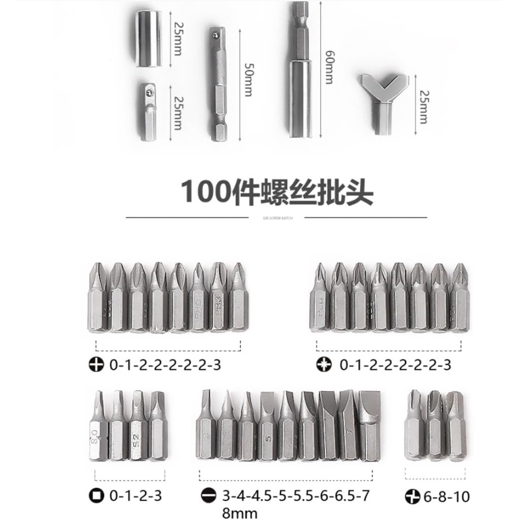 100-Piece Multi-Shape Screwdriver Bit Set