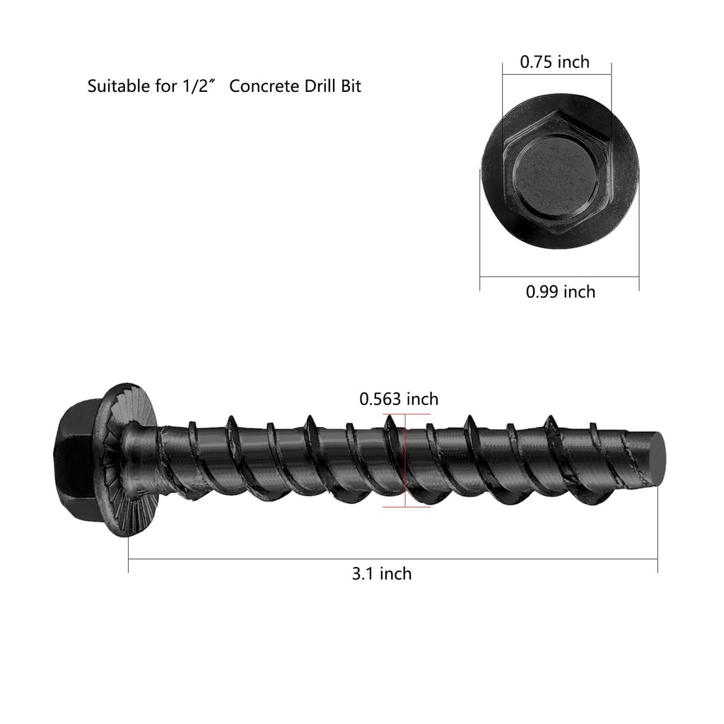 Zinc-Plated Concrete Anchor Screws