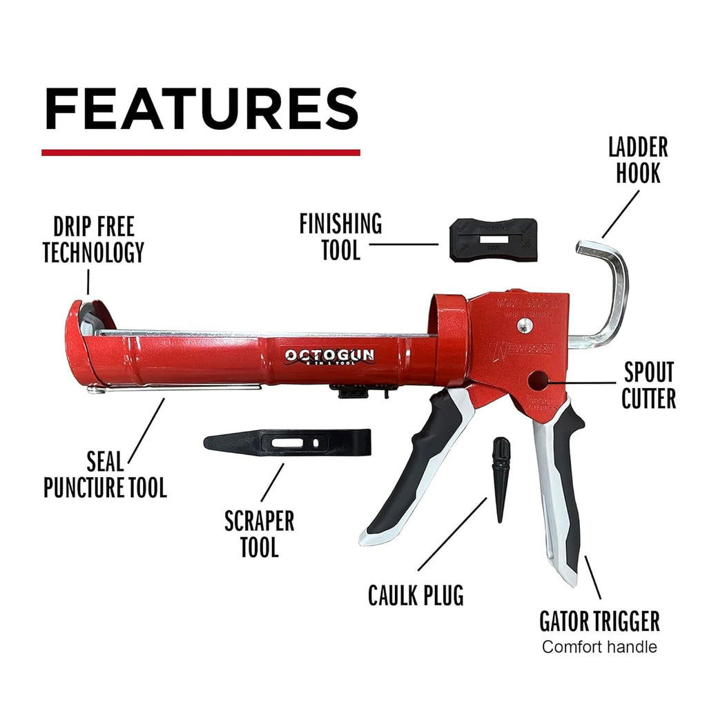 Octogun 930-GTD Caulk Gun by Newborn and Octogun Caulking Tool Kit