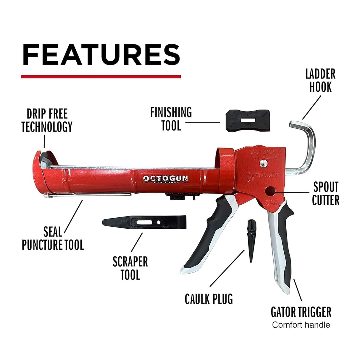 Octogun 930-GTD Caulk Gun by Newborn and Octogun Caulking Tool Kit
