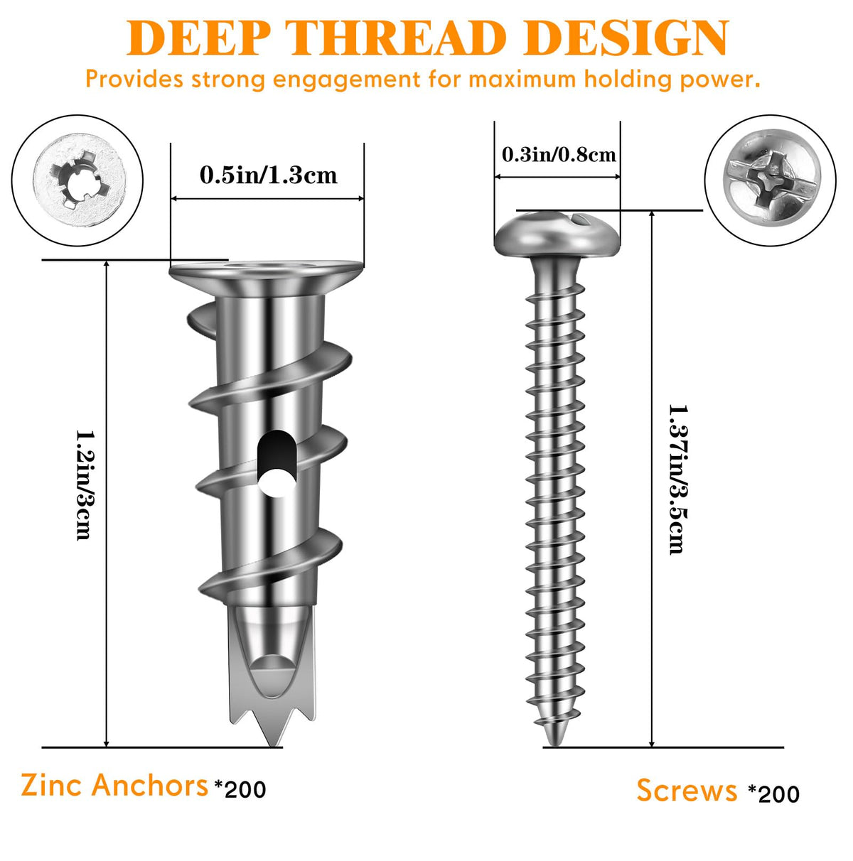 400-Piece Zinc Self-Drilling Drywall Anchor & Screw Kit
