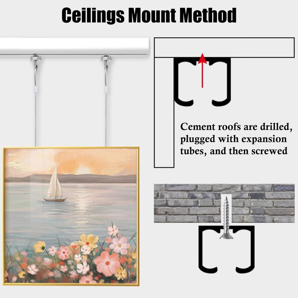 70" Adjustable Gallery Picture Hanging Rail Kit