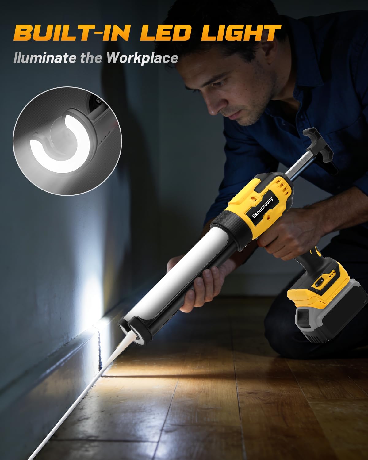 Cordless Electric Caulking Gun with LED Light