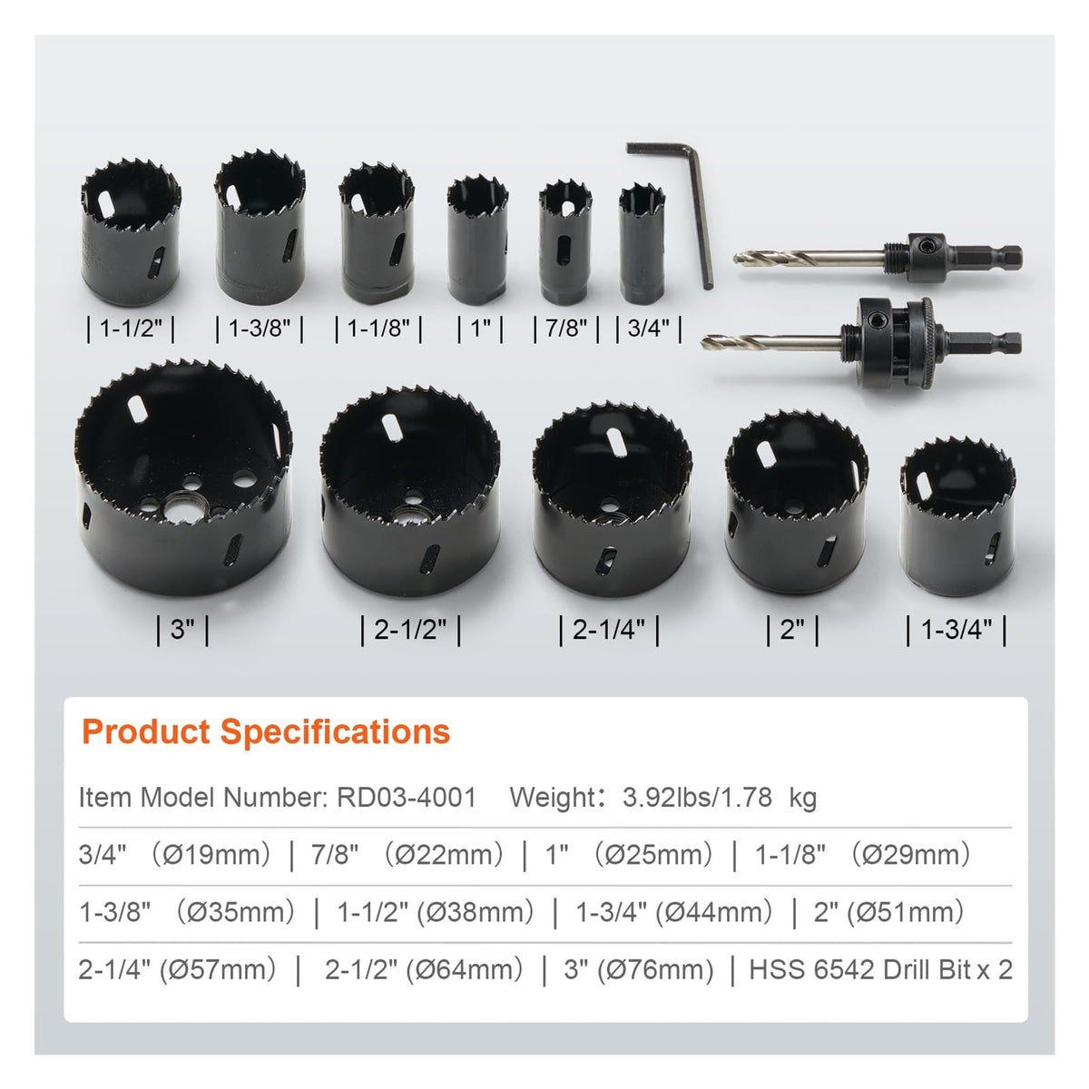 M42 Bi-Metal Hole Saw Kit with Carrying Case