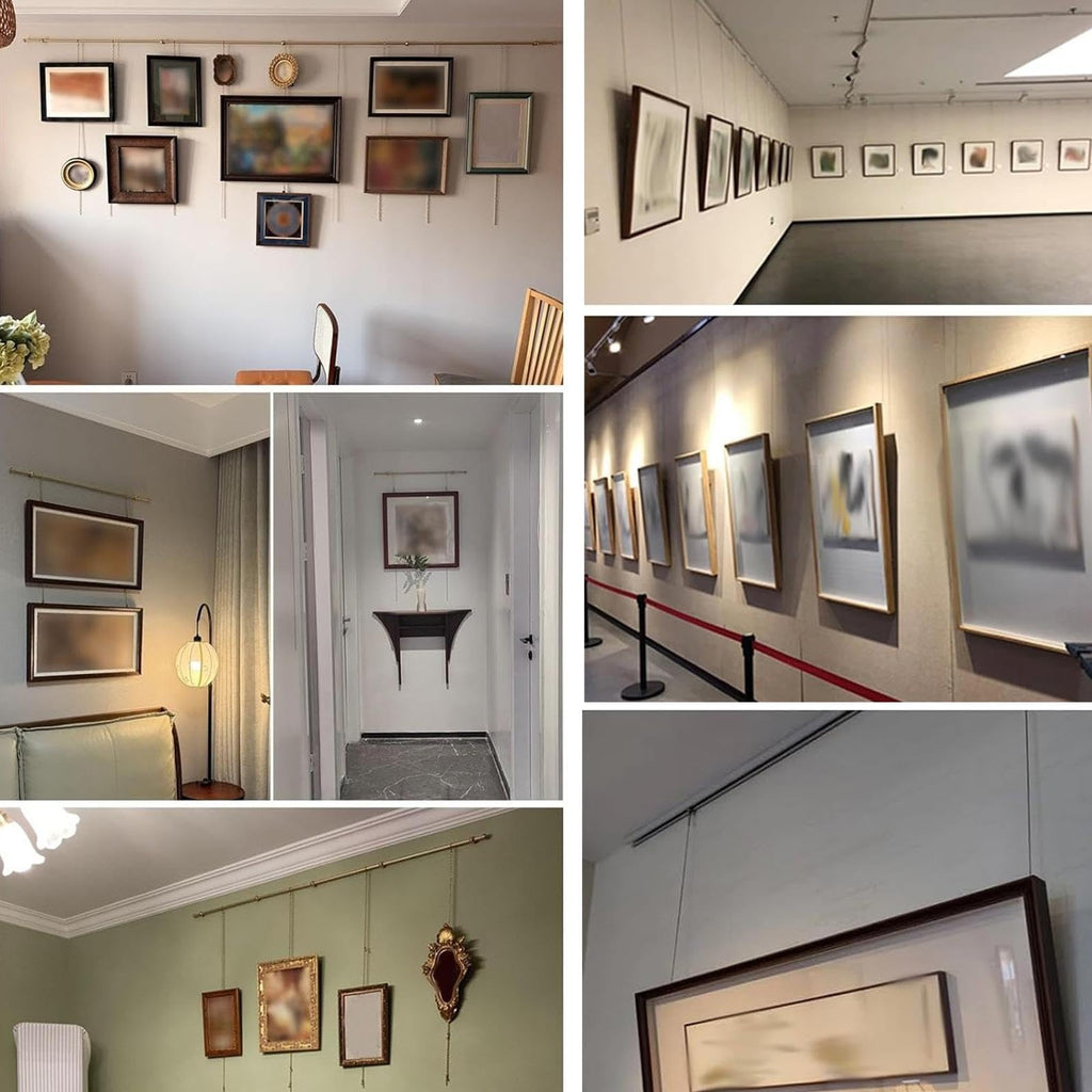 Gallery Wall Picture Rail Hanging System Brass Rod with Chain/Hook/Hardware