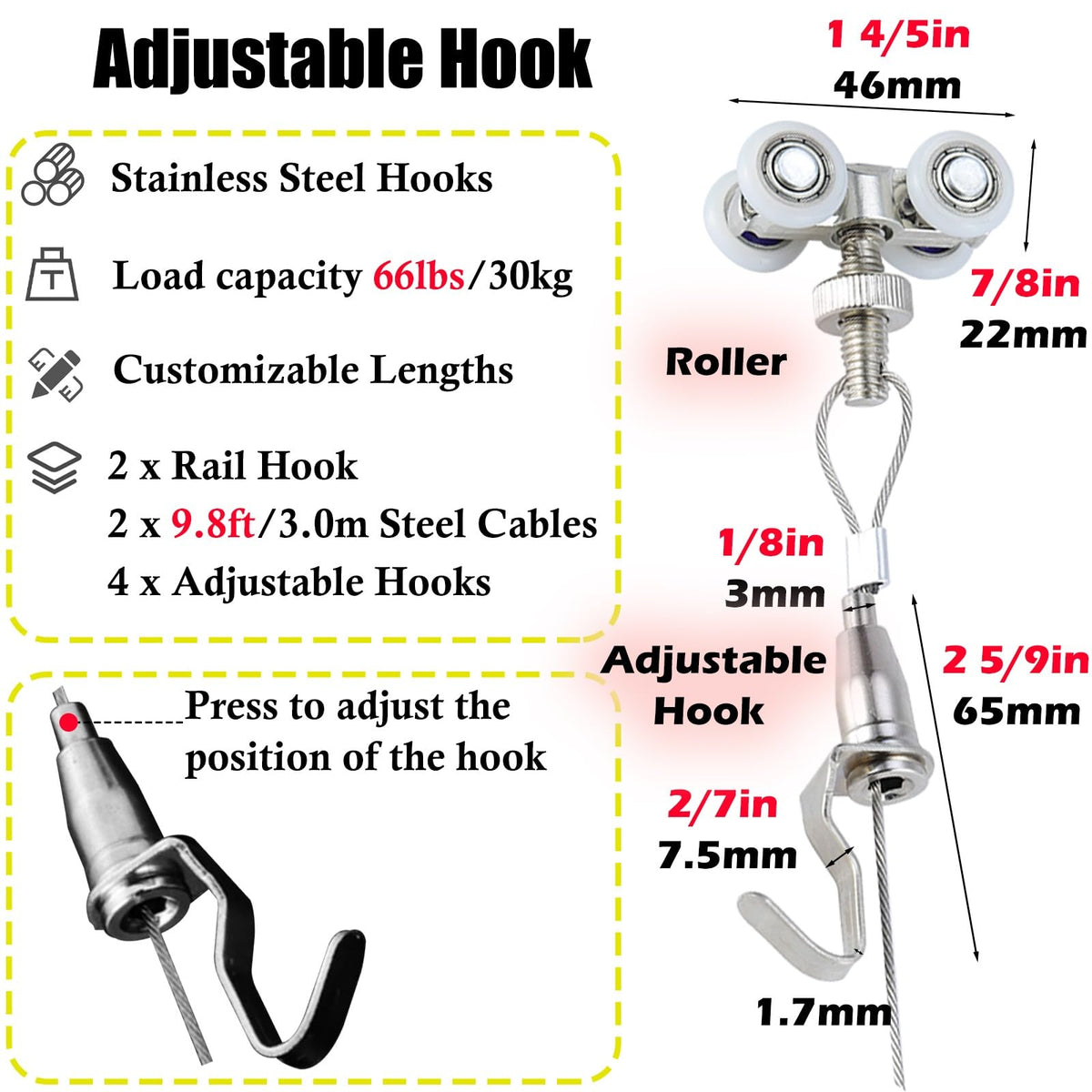70" Adjustable Gallery Picture Hanging Rail Kit