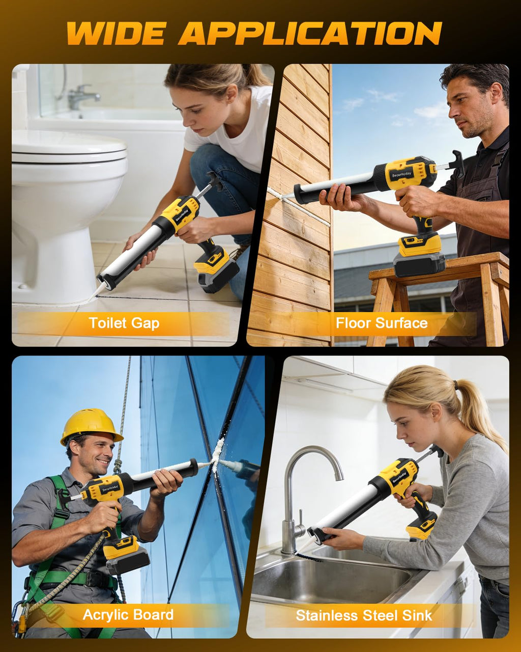 Cordless Electric Caulking Gun with LED Light