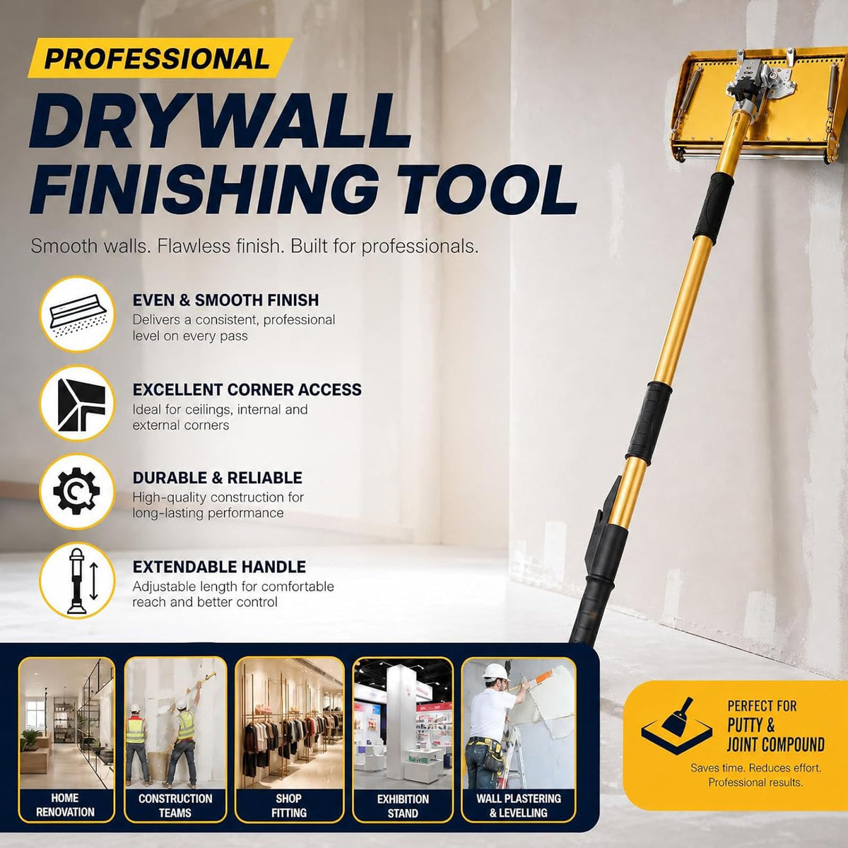 GYPSYFY 12 Inch Drywall Finishing Box with Adjustable Extension Handle