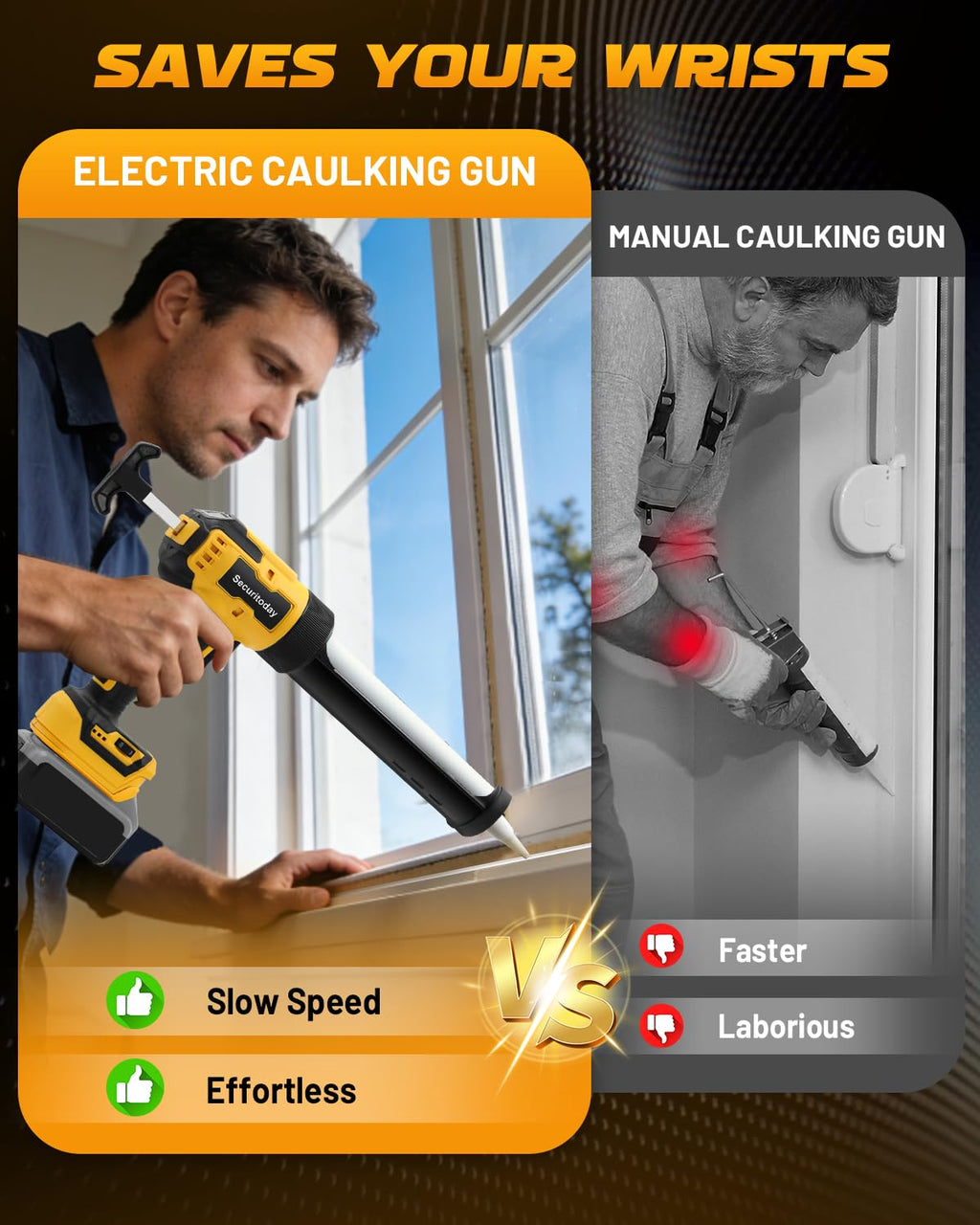 Cordless Electric Caulking Gun with LED Light