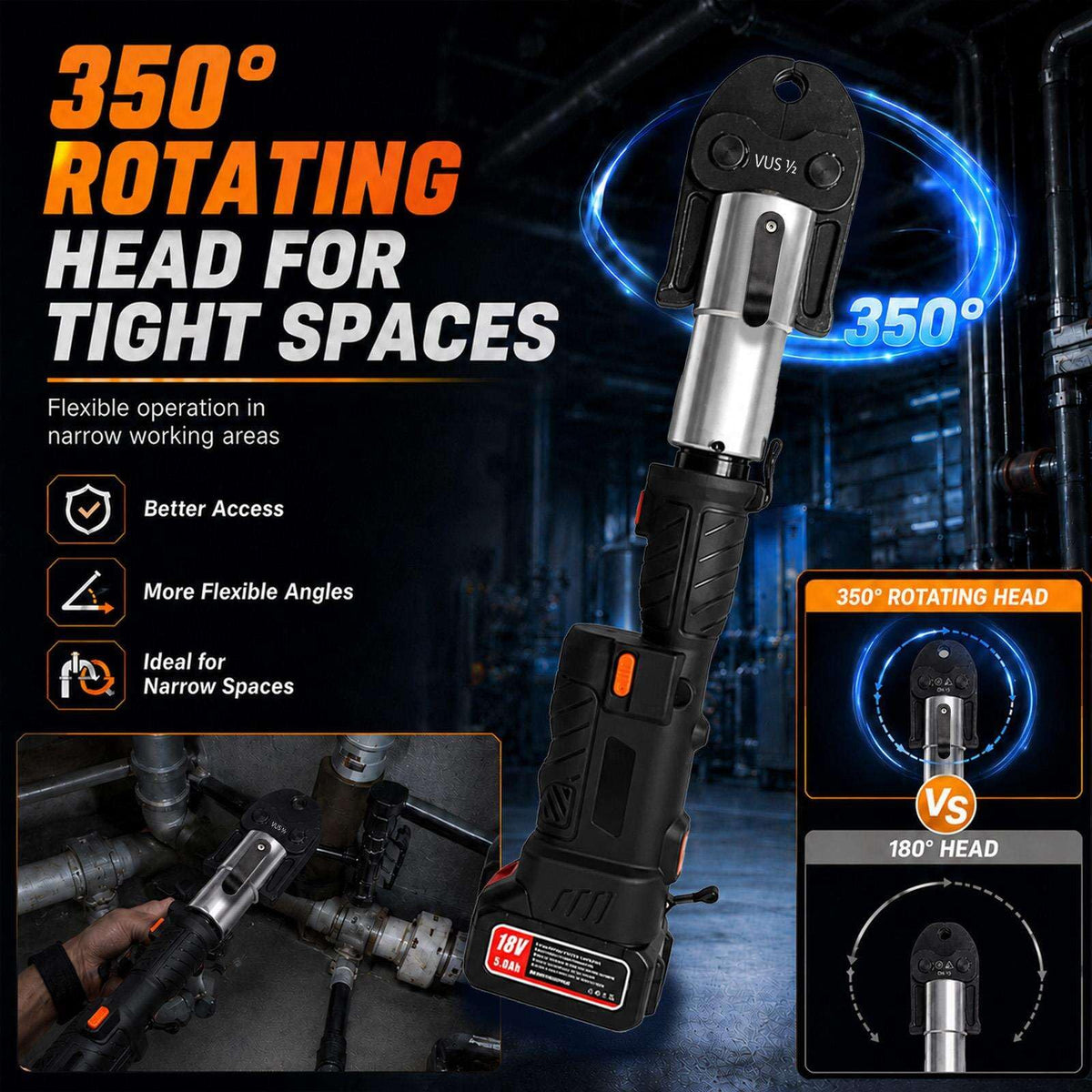 18V Brushless Pipe Press Tool Kit with 3 Jaw