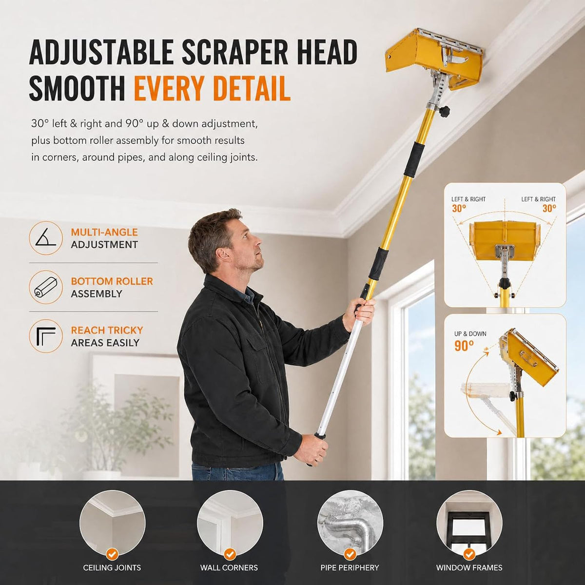 GYPSYFY 12 Inch Drywall Finishing Box with Adjustable Extension Handle