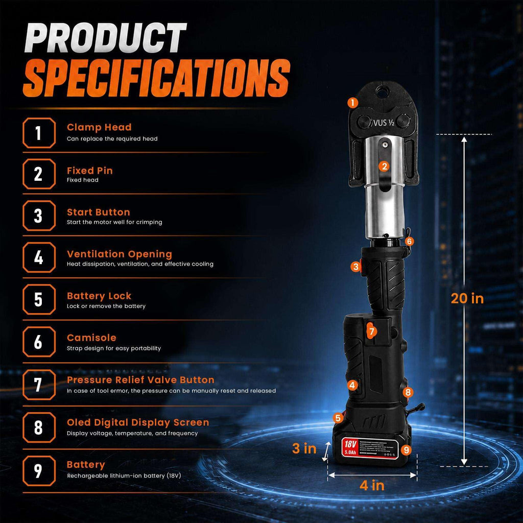 18V Brushless Pipe Press Tool Kit with 3 Jaw