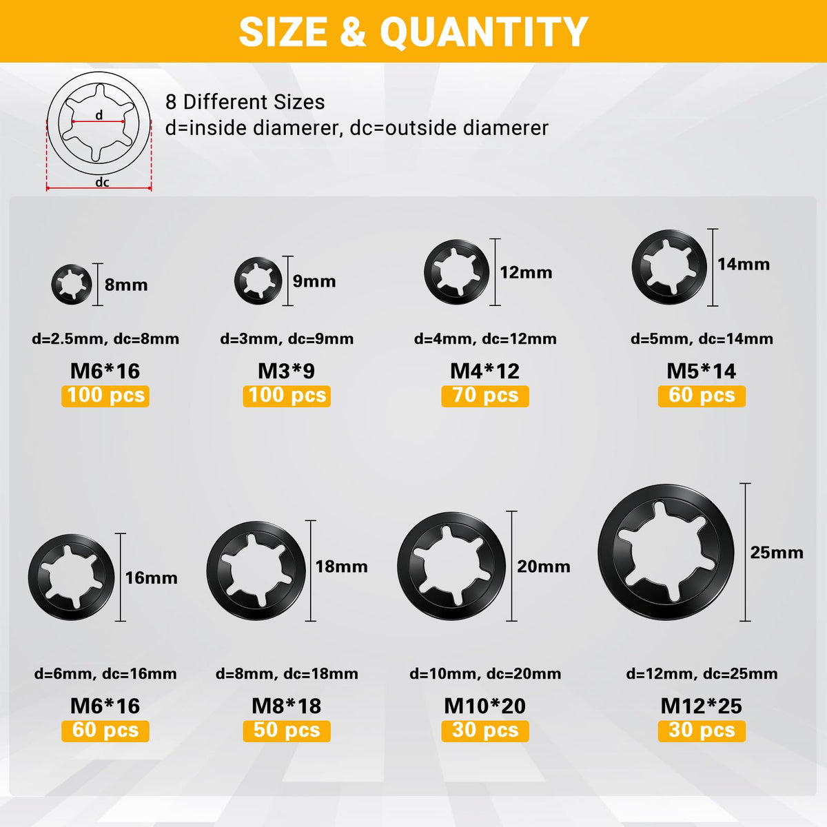 500PCS Internal Tooth Star Lock Washers