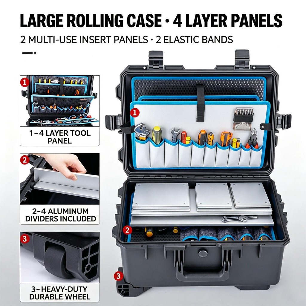 RFBXZPTADNU Multifunctional Aluminum Alloy Pull-Rod Toolbox, Repair Box