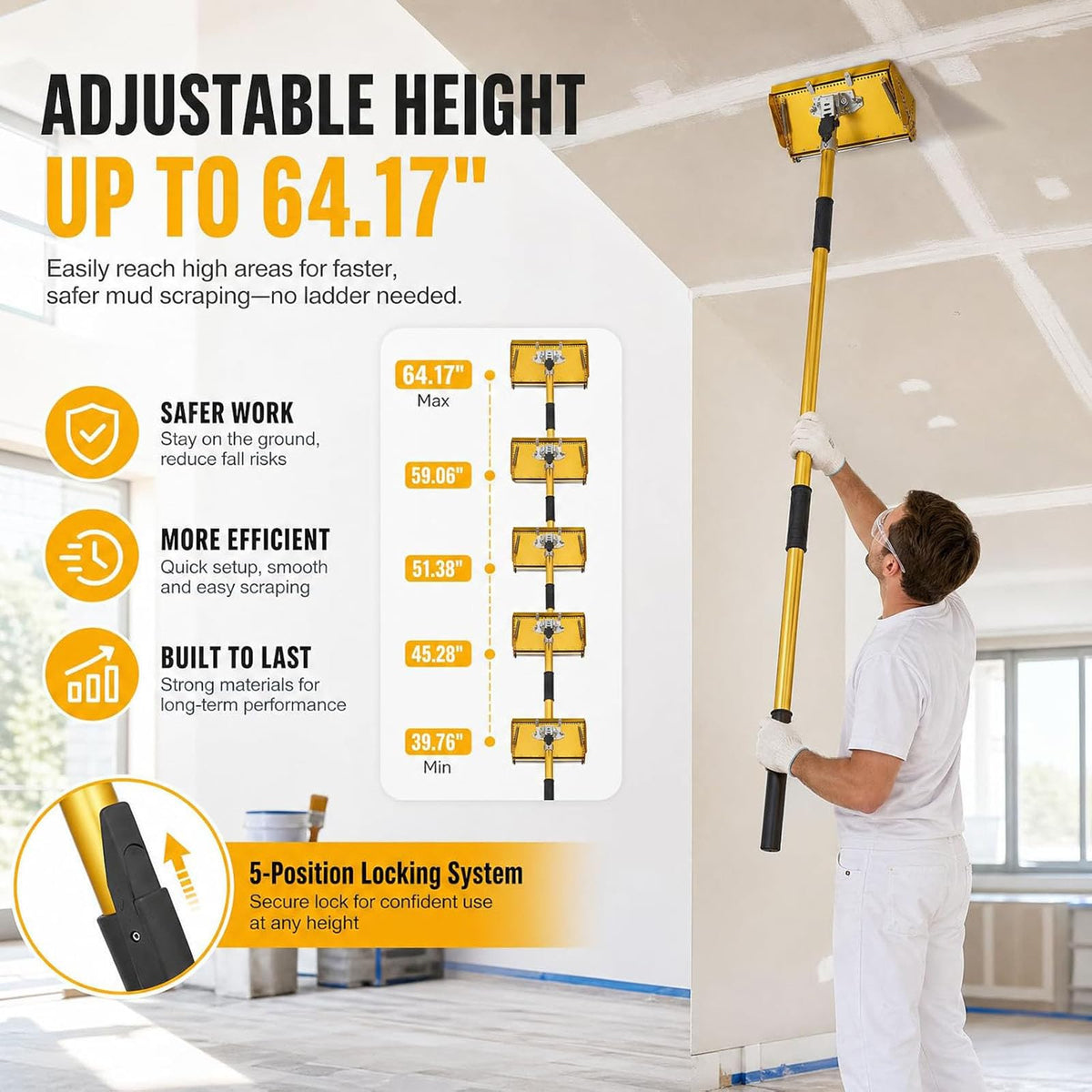 GYPSYFY 12 Inch Drywall Finishing Box with Adjustable Extension Handle