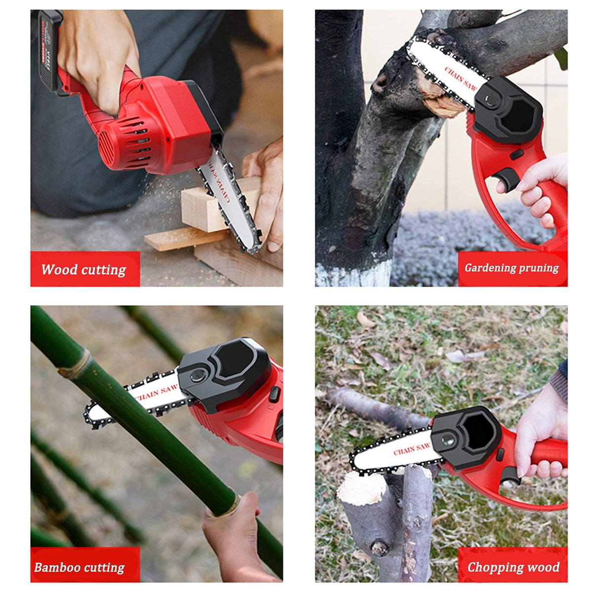 4" Cordless Mini Chainsaw with Rechargeable Battery