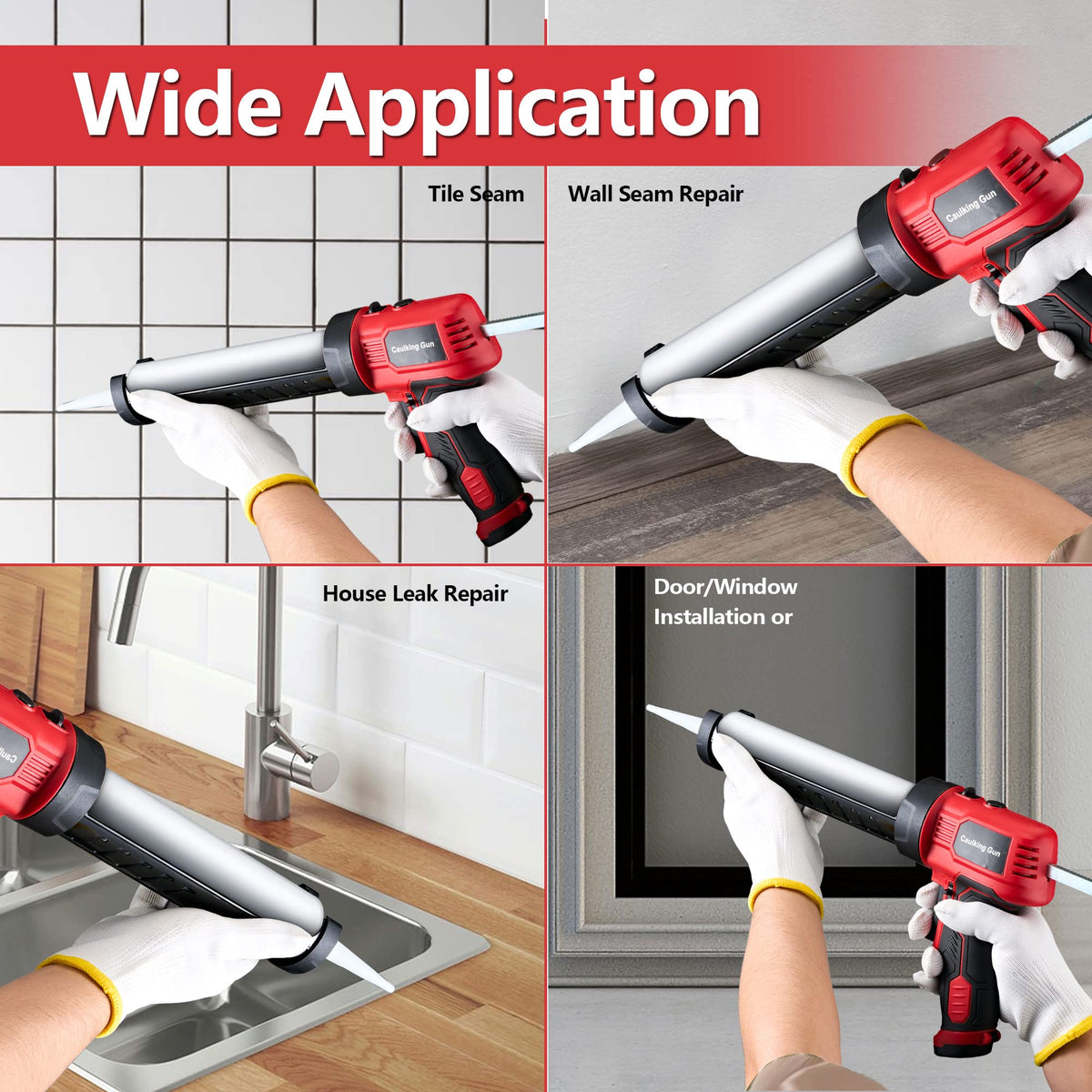 Cordless 10 oz Electric Caulking Gun with LED Light