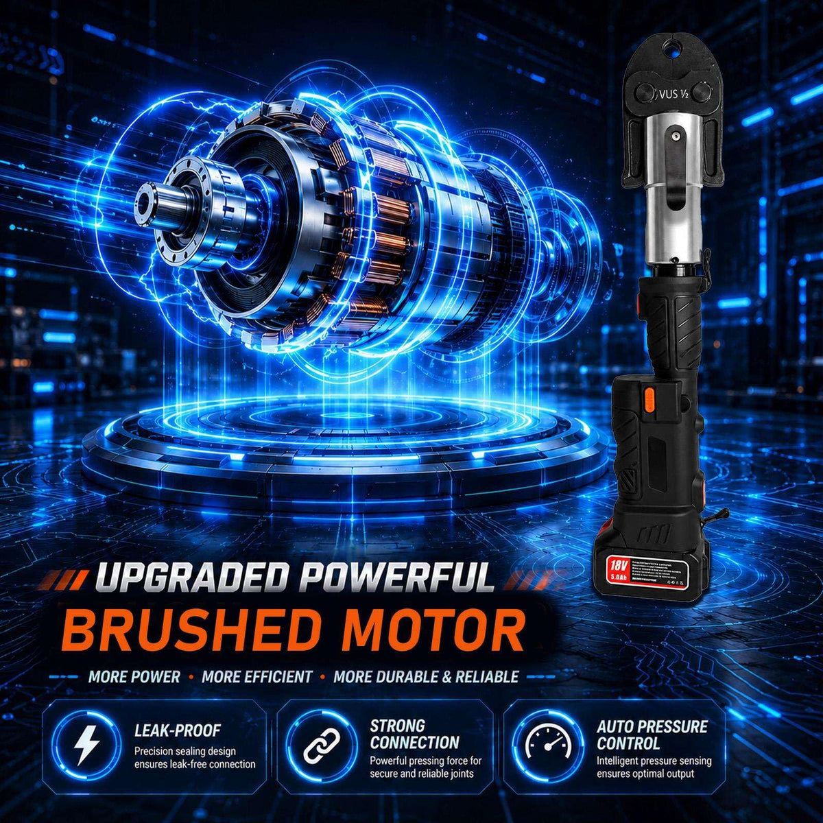 18V Brushless Pipe Press Tool Kit with 3 Jaw