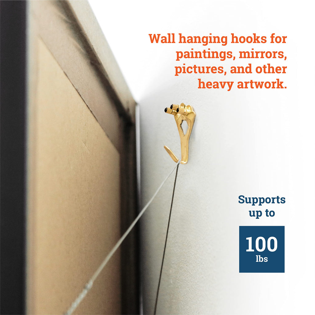 PHS 100 lb Brass Picture Hanging Hooks with Nails